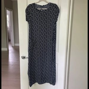 Blue and White Polka Dot pocket dress M